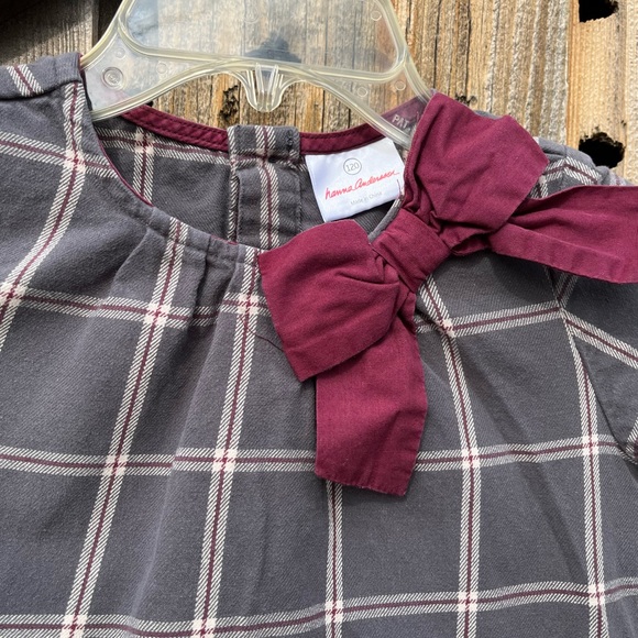 hanna andersson grey plaid 120 Bow Dress Christmas Holidays Fall Winter - Picture 3 of 4